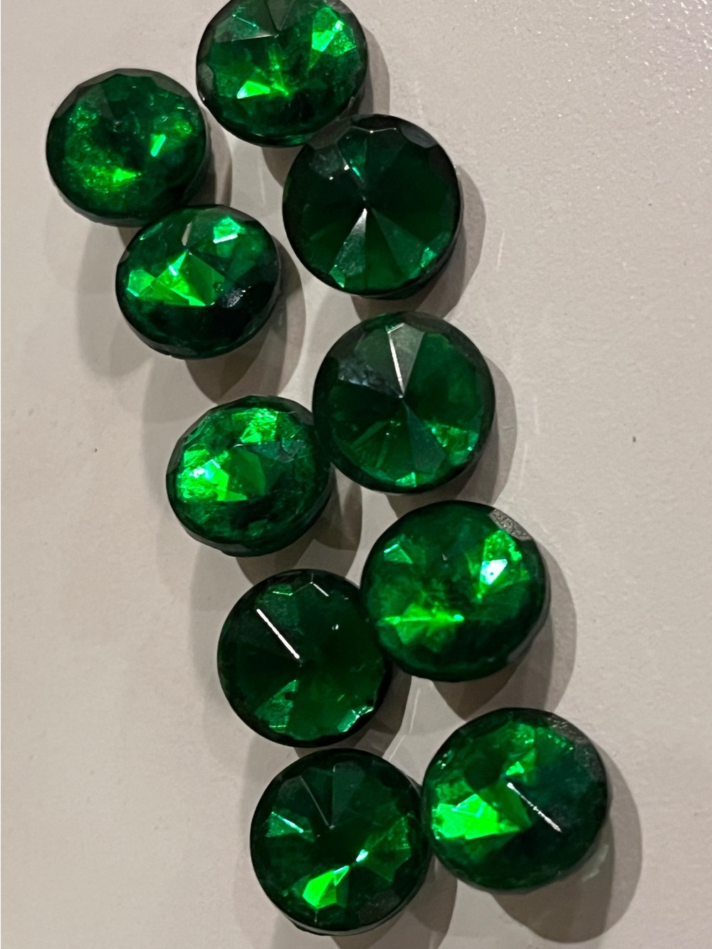 10 PC Set Vintage Buttons Emerald Green